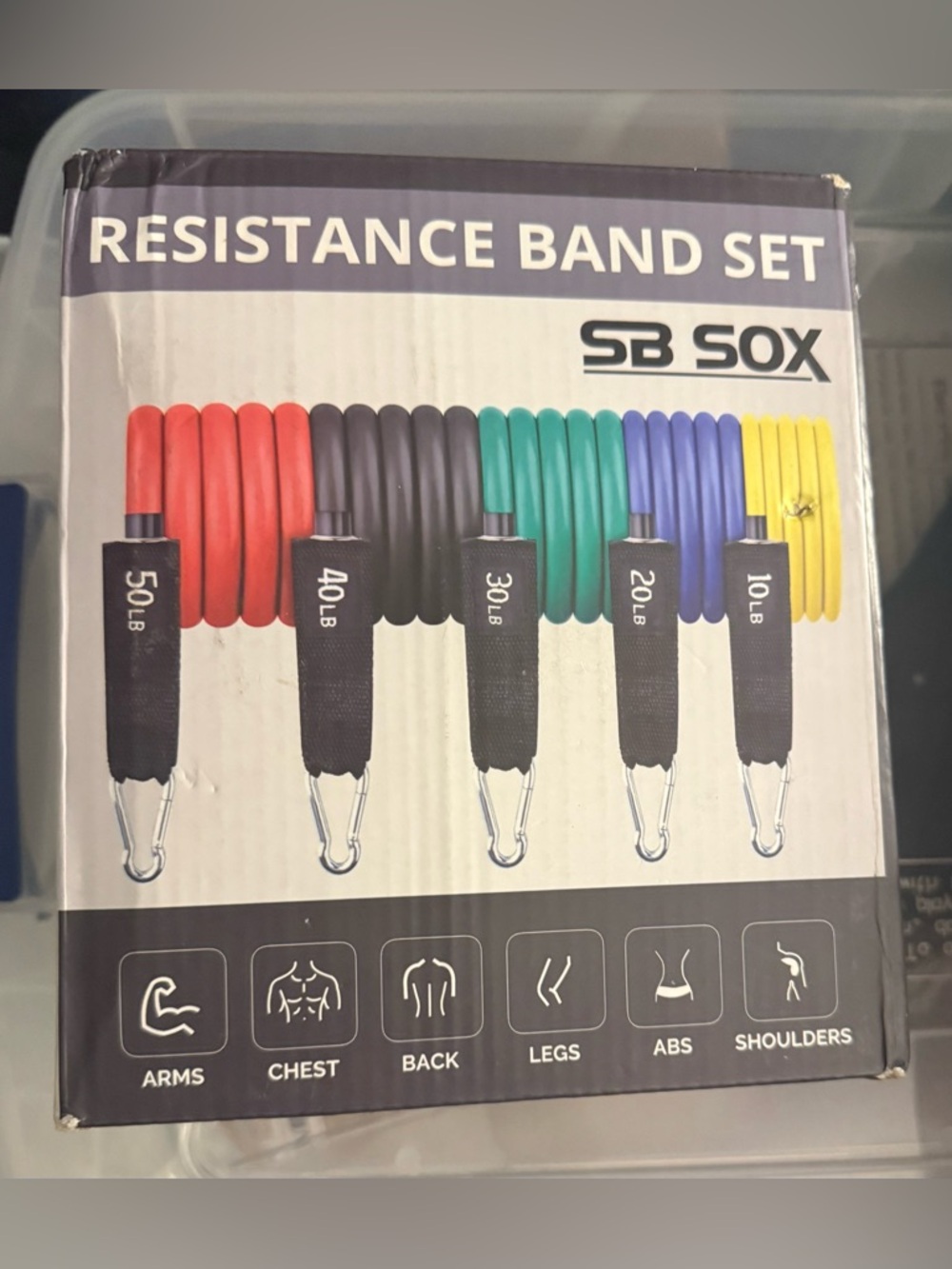 SB SOX Resistance Band Set - 5 Stackable Levels Up to 150 lbs - NIB (SEALED)